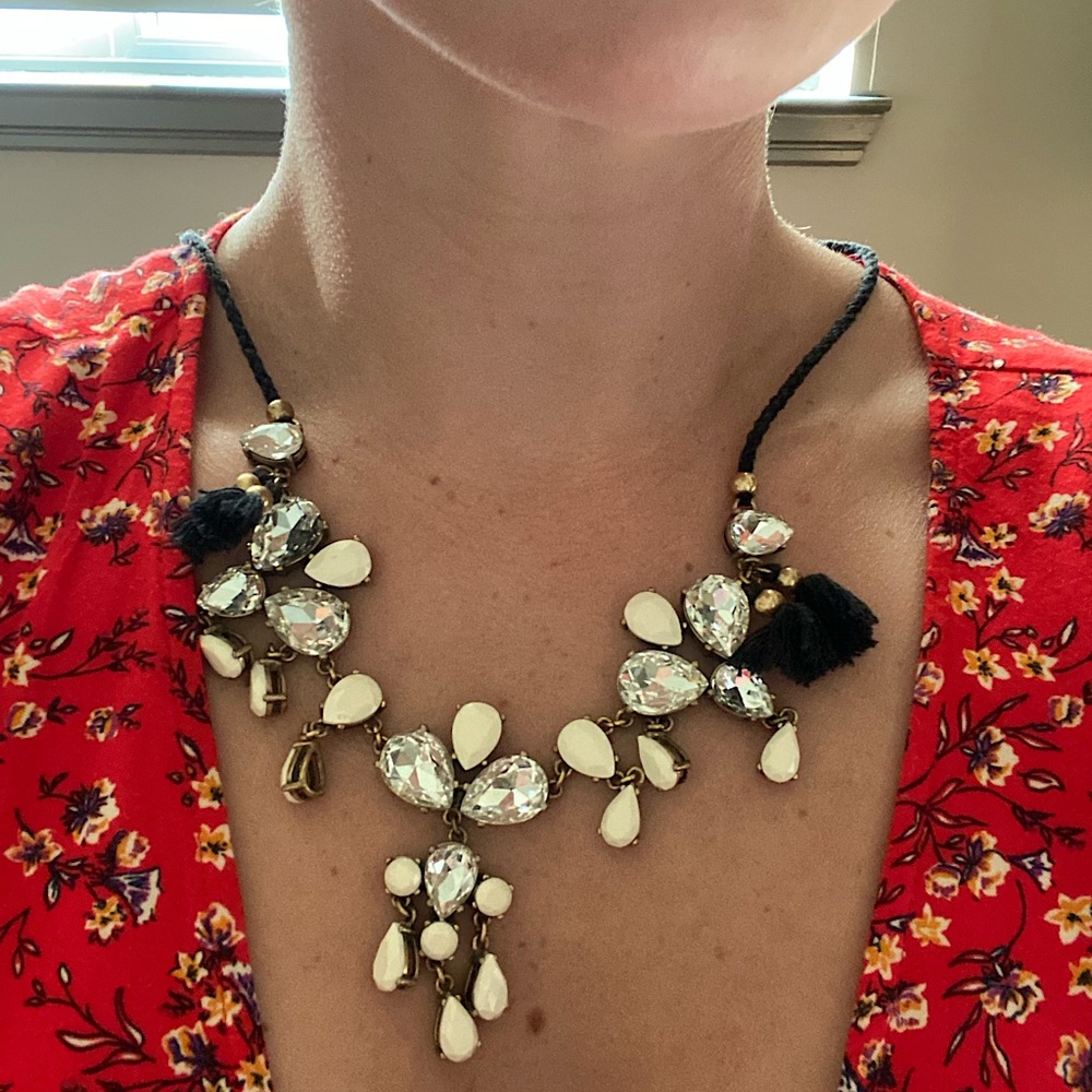 Tie black beaded necklace. A perfect statement !